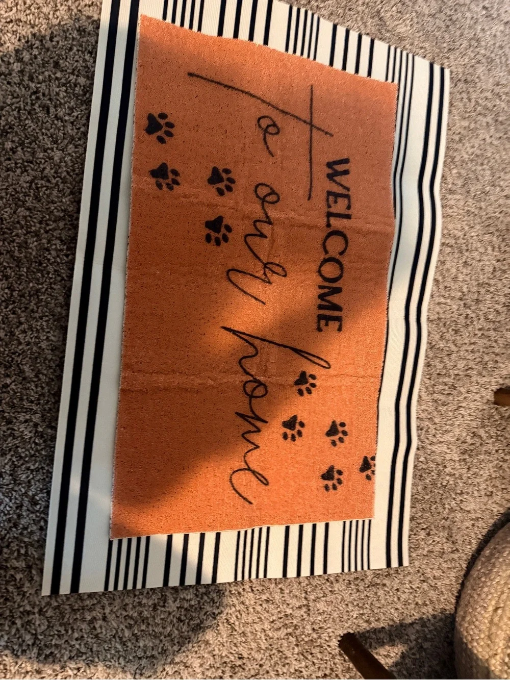 Welcome Home Paw Print Doormat - Rust and Black
